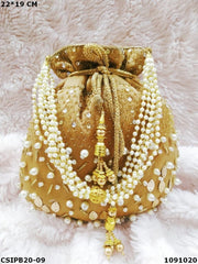 Ethnic Designer Embroidered Silk Potli Bag