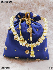 Ethnic Designer Embroidered Silk Potli Bag