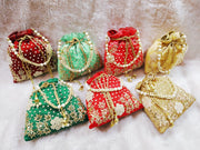 Ethnic Designer Embroidered Silk Potli Bag