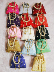 Ethnic Designer Embroidered Silk Potli Bag