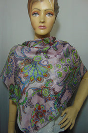 Paisley with flower print Silk scarf