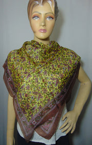 Paisley with flower print Silk scarf