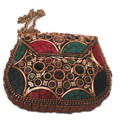 VINTAGE ORNATE BRASS PURSE ,ANTIQUE FINISH CLUTCH BAG,