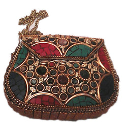 VINTAGE ORNATE BRASS PURSE ,ANTIQUE FINISH CLUTCH BAG,