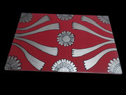 WOODEN PLACE MAT HAND PAINTED FLOWER DESIGN