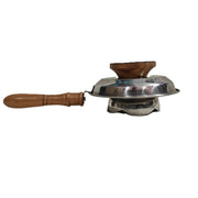 Stainless Steel Charcoal Incense Burner with Wooden Handle & Base