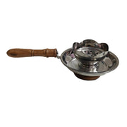 Stainless Steel Charcoal Incense Burner with Wooden Handle & Base