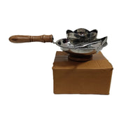 Stainless Steel Charcoal Incense Burner with Wooden Handle & Base
