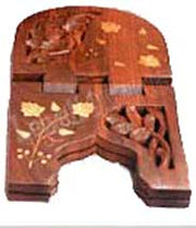 WOODEN CUTTER WORK &BRASS INLAY  HOLY BOOKS STAND(18X9