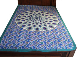 ROUND PEACOCK FEATHER TAPESTRY WALL HANGING  BEDDING