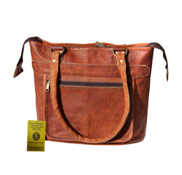 RUGGED CHIC DISTRESSED LEATHER WOMEN TOTE BAG