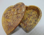 Cutting Carved Stone Heart Shaped Trinket Box