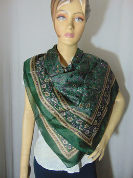 Small flower border print Silk scarf
