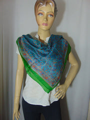 Small flower border print Silk scarf