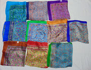Small flower border print Silk scarf