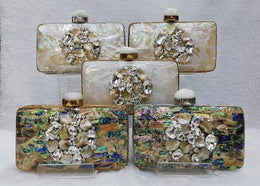 Metal Handbag Mother Of Pearl Clutch Mop Bag