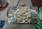 Metal Handbag Mother Of Pearl Clutch Mop Bag