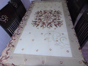 Golden Embroidered  6 seat Dining Table Cover