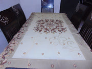 Golden Embroidered  6 seat Dining Table Cover