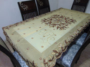 Golden Embroidered  6 seat Dining Table Cover