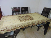Golden Embroidered  6 seat Dining Table Cover