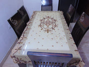 Golden Embroidered  6 seat Dining Table Cover