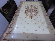 Golden Embroidered  6 seat Dining Table Cover