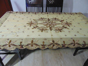 Golden Embroidered  6 seat Dining Table Cover