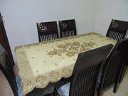 Golden Embroidered  6 seat Dining Table Cover