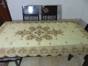 Golden Embroidered  6 seat Dining Table Cover