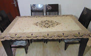 6 seater Golden Embroidered Dining Table Cover