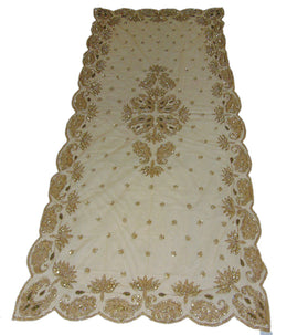 Golden Embroidered  6 seat Dining Table Cover