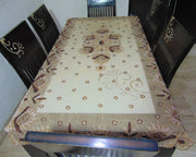 Golden Embroidered  6 seat Dining Table Cover
