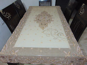 Golden Embroidered Dining 6 seater Table Cover