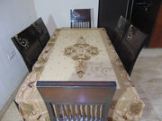 6 seater Golden Embroidered Dining Table Cover