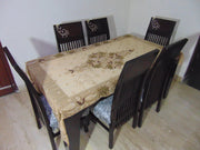 6 seater Golden Embroidered Dining Table Cover
