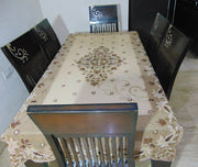 6 seater Golden Embroidered Dining Table Cover