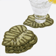 LEAF BEADED COASTER WITH NAPKIN RING