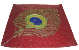 FEATHER DESIGN BEADED COASTER PLACEMAT