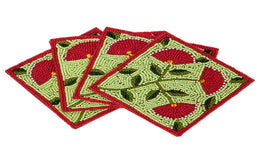 LEAF DESIGN BEADED COASTER