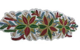 Handcrafted 3flower design Beaded Table Runner