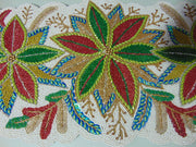 Handcrafted 3flower design Beaded Table Runner