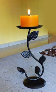 Leaf Design Wrought Iron Candle Stand
