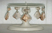 Metal one Candle Holder And Glass Hanging In white Colour