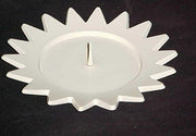 White flower cut metal plate candle Stand