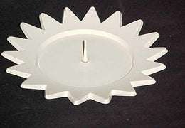 White flower cut metal plate candle Stand