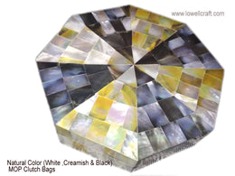 BOX OCTOGONAL CLUTCH MOTHER OF PEARL VINTAGE ETHNIC BAGS