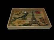 HAND PAINTED WOODEN TRAY ENAMEL EFFIEL  DESIGN