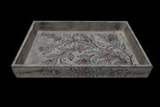 HAND PAINTED WOODEN TRAY FLOWER DESIGN