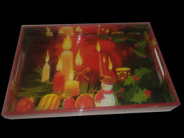WOODEN TRAY ENAMEL CANDLE DESIGN